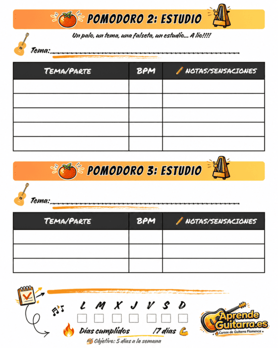 Hojas de estudio Pomodoro 2 y Pomodoro 3